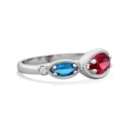 Lab Ruby Milgrain Marquise 14K White Gold ring R5700