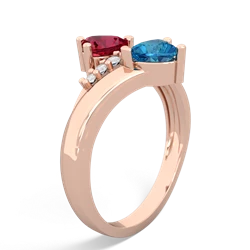 Lab Ruby Heart To Heart 14K Rose Gold ring R2064