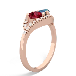 Lab Ruby Mother And Child 14K Rose Gold ring R3010