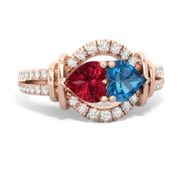 Lab Ruby Art-Deco Keepsake 14K Rose Gold ring R5630