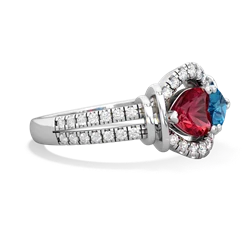 Lab Ruby Art-Deco Keepsake 14K White Gold ring R5630