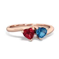 Lab Ruby Sweethearts 14K Rose Gold ring R5260