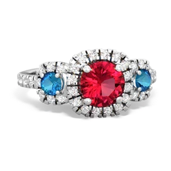 Lab Ruby Regal Halo 14K White Gold ring R5350