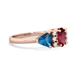 Lab Ruby Antique Style Three Stone 14K Rose Gold ring R2186