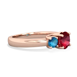 Lab Ruby Three Stone Round Trellis 14K Rose Gold ring R4018