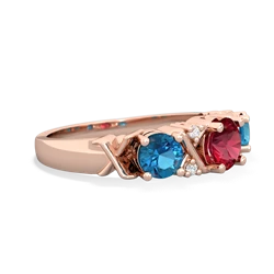 Lab Ruby Hugs And Kisses 14K Rose Gold ring R5016