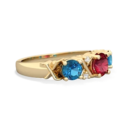 Lab Ruby Hugs And Kisses 14K Yellow Gold ring R5016