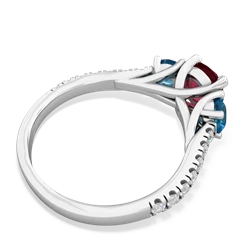 Lab Ruby Pave Trellis 14K White Gold ring R5500