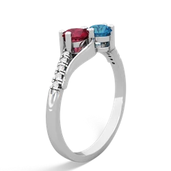 Lab Ruby Infinity Pave Two Stone 14K White Gold ring R5285