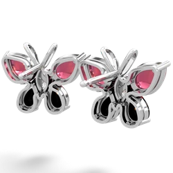 Lab Ruby Butterfly 14K White Gold earrings E2215