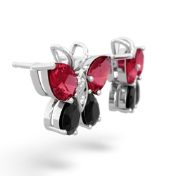 Lab Ruby Butterfly 14K White Gold earrings E2215