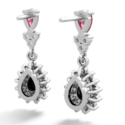 Lab Ruby Halo Pear Dangle 14K White Gold earrings E1882