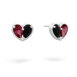 Lab Ruby 'Our Heart' 14K White Gold earrings E5072