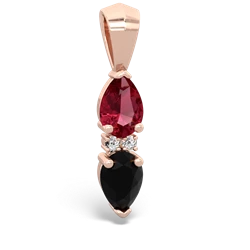 Lab Ruby Bowtie Drop 14K Rose Gold pendant P0865
