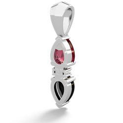 Lab Ruby Bowtie Drop 14K White Gold pendant P0865