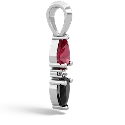 Lab Ruby Bowtie Drop 14K White Gold pendant P0865