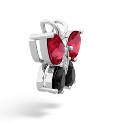 Lab Ruby Butterfly 14K White Gold pendant P2215