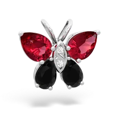 Lab Ruby Butterfly 14K White Gold pendant P2215