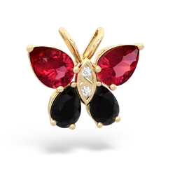 Lab Ruby Butterfly 14K Yellow Gold pendant P2215