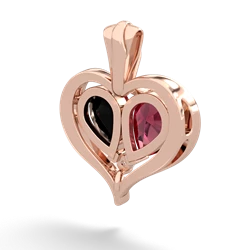 Lab Ruby Two Become One 14K Rose Gold pendant P5330