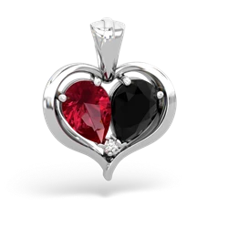 Lab Ruby Two Become One 14K White Gold pendant P5330