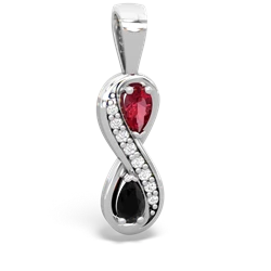 Lab Ruby Diamond Infinity 14K White Gold pendant P5390