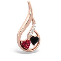 Lab Ruby Keepsake Curves 14K Rose Gold pendant P5450