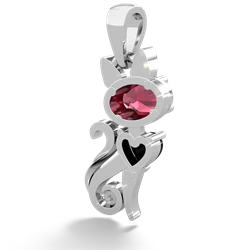 Lab Ruby Kitten 14K White Gold pendant P5780