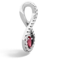 Lab Ruby Pave Twist 'One Heart' 14K White Gold pendant P5360