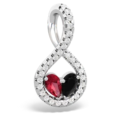 Lab Ruby Pave Twist 'One Heart' 14K White Gold pendant P5360