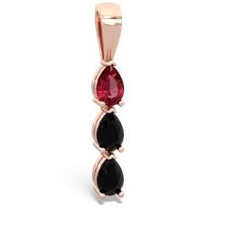 Lab Ruby Dew Drops 14K Rose Gold pendant P2251