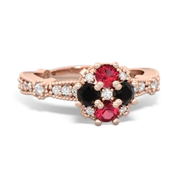 Lab Ruby Sparkling Tiara Cluster 14K Rose Gold ring R26293RD