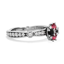 Lab Ruby Sparkling Tiara Cluster 14K White Gold ring R26293RD