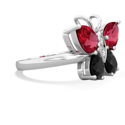 Lab Ruby Butterfly 14K White Gold ring R2215