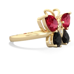 Lab Ruby Butterfly 14K Yellow Gold ring R2215