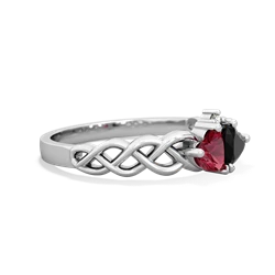 Lab Ruby Heart To Heart Braid 14K White Gold ring R5870