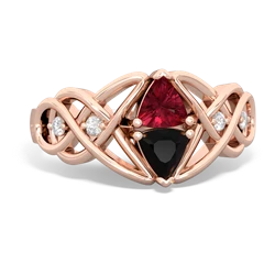 Lab Ruby Keepsake Celtic Knot 14K Rose Gold ring R5300