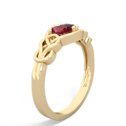 Lab Ruby Celtic Love Knot 14K Yellow Gold ring R5420