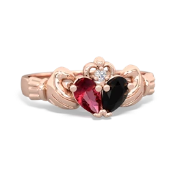 Lab Ruby 'Our Heart' Claddagh 14K Rose Gold ring R2388