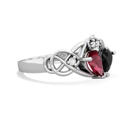 Lab Ruby 'One Heart' Celtic Knot Claddagh 14K White Gold ring R5322