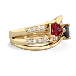 Lab Ruby Bowtie 14K Yellow Gold ring R2360