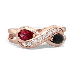 Lab Ruby Diamond Infinity 14K Rose Gold ring R5390