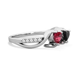 Lab Ruby Side By Side 14K White Gold ring R3090