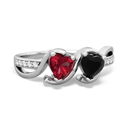 Lab Ruby Side By Side 14K White Gold ring R3090