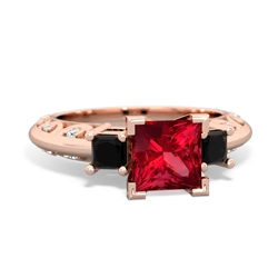 Lab Ruby Eternal Embrace Engagement 14K Rose Gold ring C2001