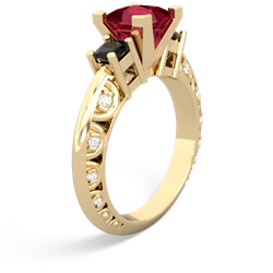 Lab Ruby Eternal Embrace Engagement 14K Yellow Gold ring C2001