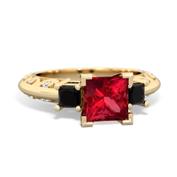 Lab Ruby Eternal Embrace Engagement 14K Yellow Gold ring C2001