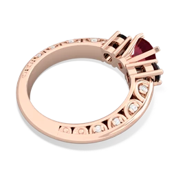 Lab Ruby Art Deco Eternal Embrace Engagement 14K Rose Gold ring C2003