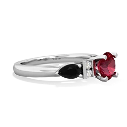 Lab Ruby 6Mm Round Eternal Embrace Engagement 14K White Gold ring R2005