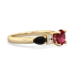 Lab Ruby 6Mm Round Eternal Embrace Engagement 14K Yellow Gold ring R2005